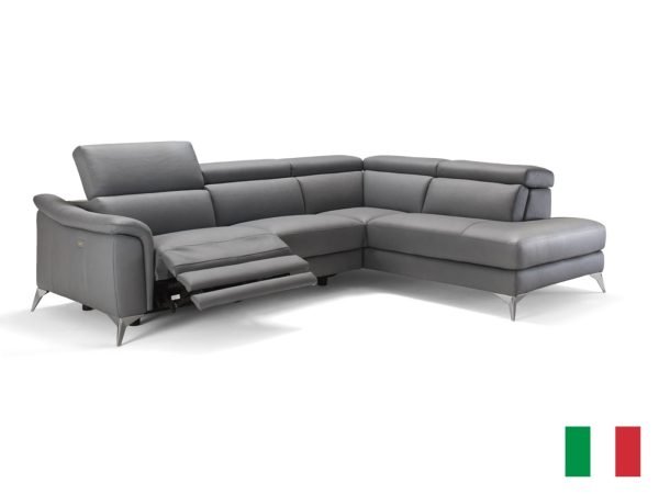 Coronelli Collezioni Monte Carlo - Italian Modern Grey Leather RAF Sectional Sofa - Image 2