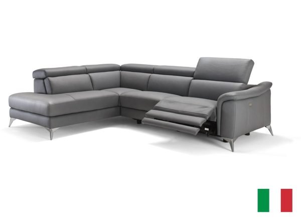 Coronelli Collezioni Monte Carlo - Italian Modern Grey Leather LAF Sectional Sofa - Image 2
