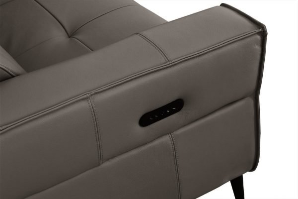 Divani Casa Nella - Modern Dark Grey Leather Sofa w/ Electric Recliners - Image 3