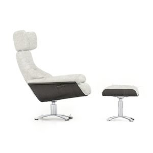 Modrest - Zahara Modern Beige Lounge Chair & Ottoman
