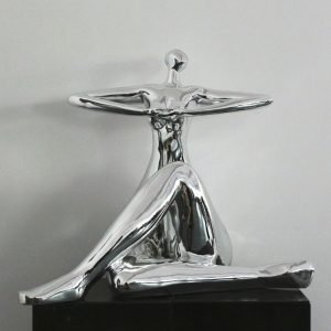 Modrest Lady Yoga - Modern Silver Polyresin Sculpture