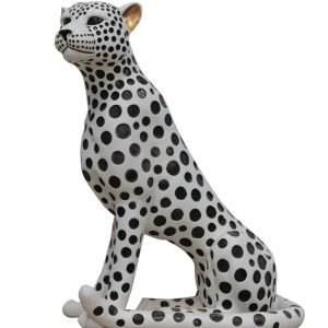 Modrest Snow Leopard - White & Black Sculpture