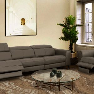 Divani Casa Nella - Modern Dark Grey Leather Sofa w/ Electric Recliners