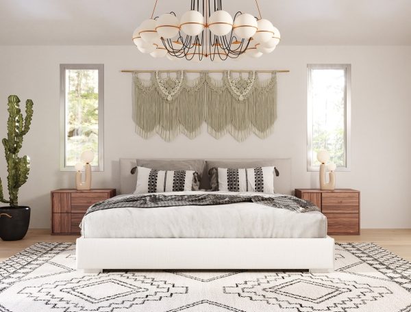 Nova Domus Sogno - Italian Modern Beige Fabric Low Headboard EK Bed - Image 2