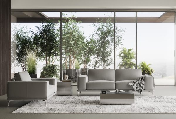 Coronelli Collezioni Soho - Contemporary Italian Light Grey Leather Sofa - Image 3