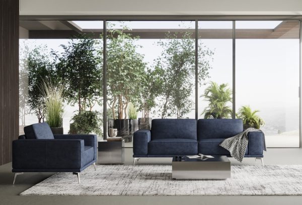 Coronelli Collezioni Soho - Italian Maya Blue Leather Sofa - Image 2