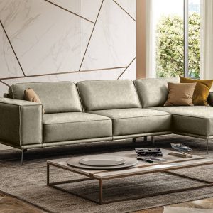 Coronelli Collezioni Soho - Italian Right Facing Grey Maya Cloud Leather Sectional Sofa