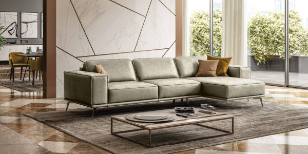 Coronelli Collezioni Soho - Italian Right Facing Grey Maya Cloud Leather Sectional Sofa - Image 2