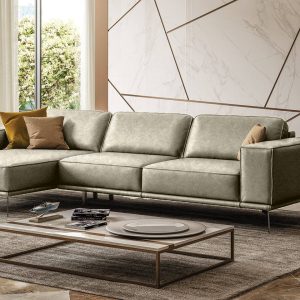 Coronelli Collezioni Soho - Italian Left Facing Grey Maya Cloud Leather Sectional Sofa