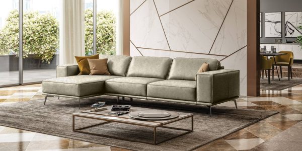 Coronelli Collezioni Soho - Italian Left Facing Grey Maya Cloud Leather Sectional Sofa - Image 2