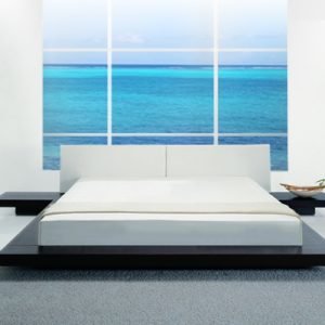 Modrest Spencer Modern Wenge and White Leatherette Bed