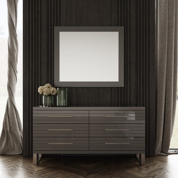 Modrest Splendor - Grey High Gloss Slatted MIrror - Image 5