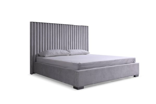 Modrest Splendor - Silver + Grey Velvet Upholstered King Platform Bed - Image 3