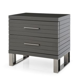 Modrest Splendor - Grey High Gloss Slatted Nightstand