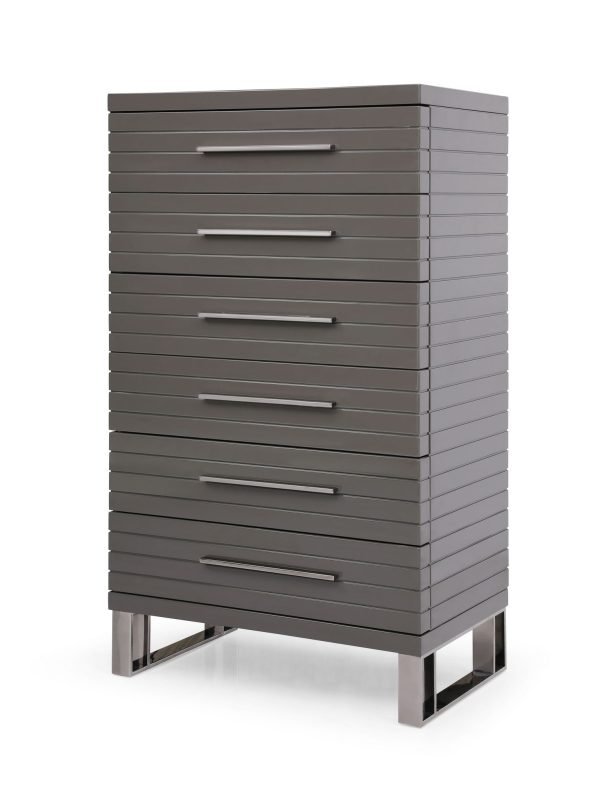 Modrest Splendor - Grey High Gloss Slatted Chest