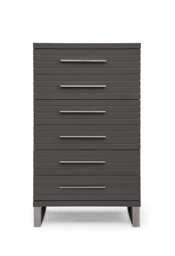 Modrest Splendor - Grey High Gloss Slatted Chest - Image 2
