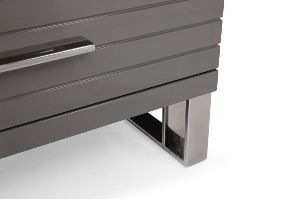 Modrest Splendor - Grey High Gloss Slatted Chest - Image 3