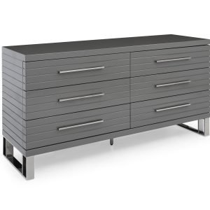 Modrest Splendor - Grey High Gloss Slatted Dresser