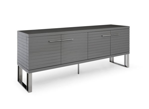 Modrest Splendor - Grey High Gloss Slatted Buffet - Image 2