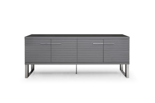 Modrest Splendor - Grey High Gloss Slatted Buffet - Image 3