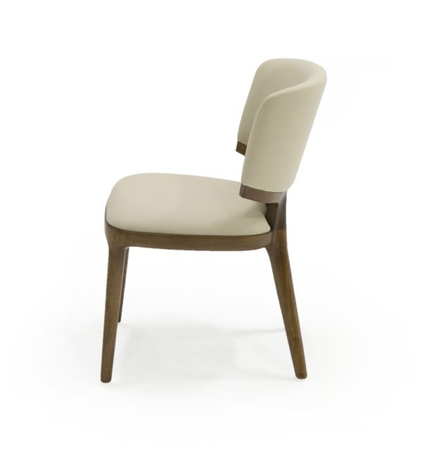 Modrest Stanley - Contemporary Beige Leatherette and Walnut Set of 2 Dining Chairs - Image 5
