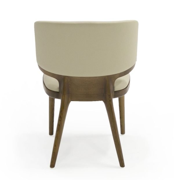 Modrest Stanley - Contemporary Beige Leatherette and Walnut Set of 2 Dining Chairs - Image 3