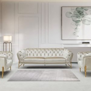 Divani Casa Stella - Transitional Beige Velvet Sofa Set