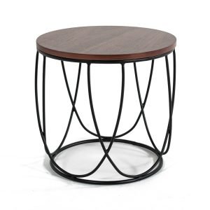 Modrest Strang Modern Walnut & Black Round End Table