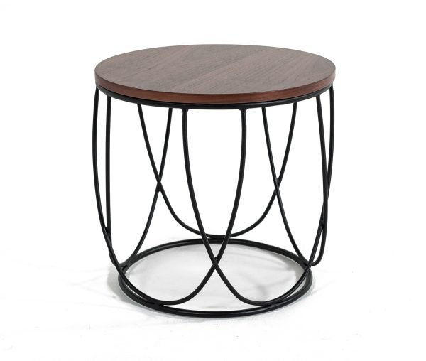 Modrest Strang Modern Walnut & Black Round End Table
