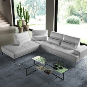 Coronelli Collezioni Sunset - Contemporary Italian White Leather Left Facing Sectional Sofa