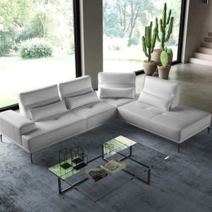 Coronelli Collezioni Sunset - Contemporary Italian White Leather Right Facing Sectional Sofa