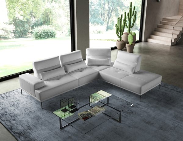 Coronelli Collezioni Sunset - Contemporary Italian White Leather Right Facing Sectional Sofa