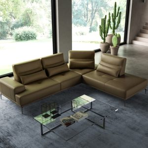 Coronelli Collezioni Sunset - Contemporary Italian Kiwi Leather Right Facing Sectional Sofa