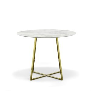Modrest Swain Modern Faux Marble & Gold Round Dining Table