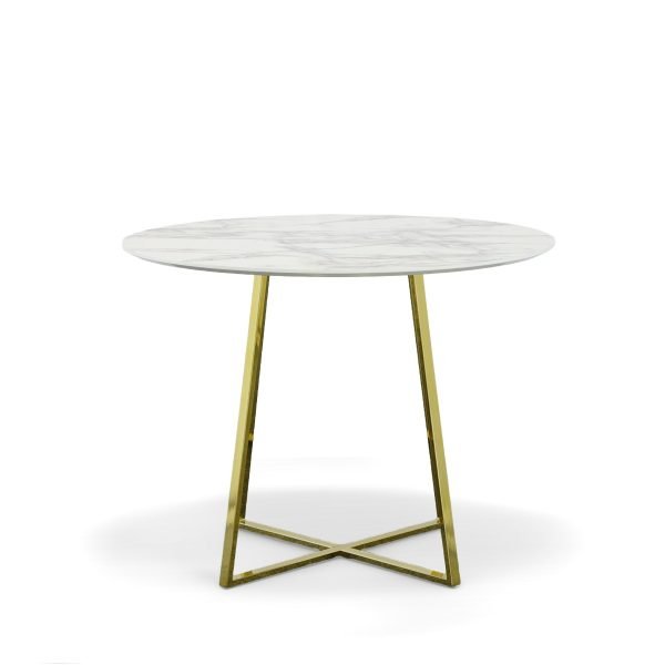 Modrest Swain Modern Faux Marble & Gold Round Dining Table