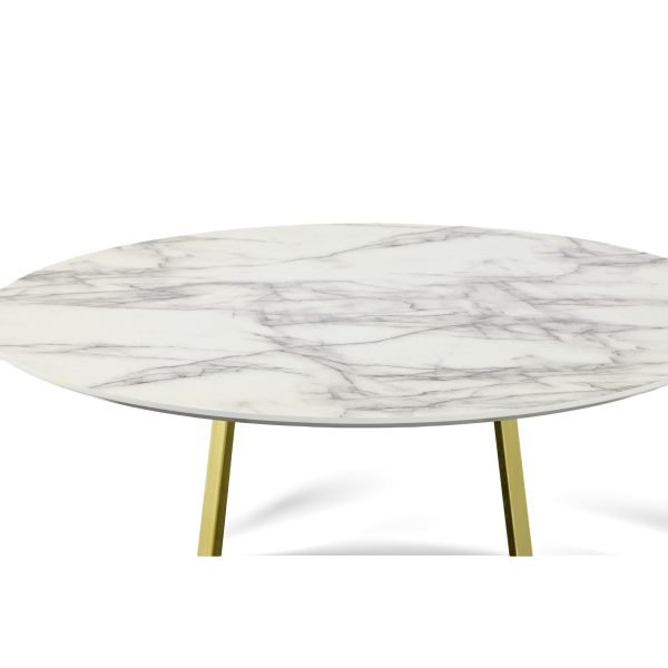 Modrest Swain Modern Faux Marble & Gold Round Dining Table - Image 2