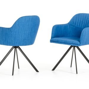 Modrest Synergy Mid-Century Blue Fabric Dining Arm Chair