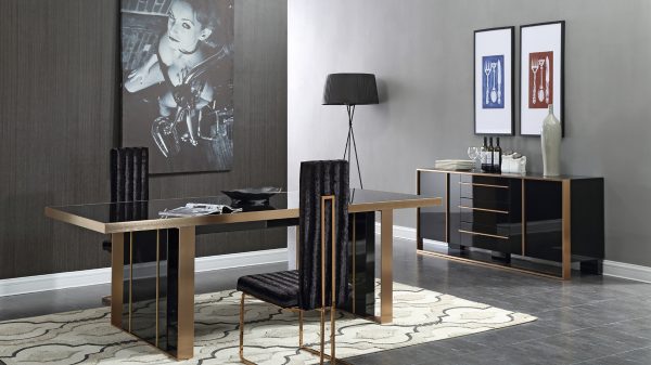 Nova Domus Cartier Modern Black & Rosegold Dining Set