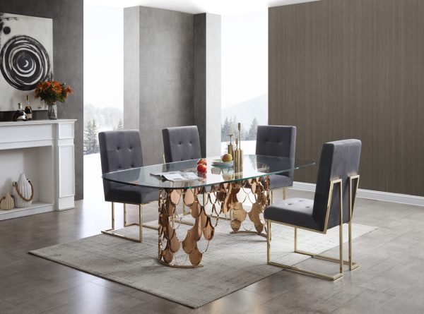 Modrest Javier Modern Glass & Rosegold Dining Table - Image 5