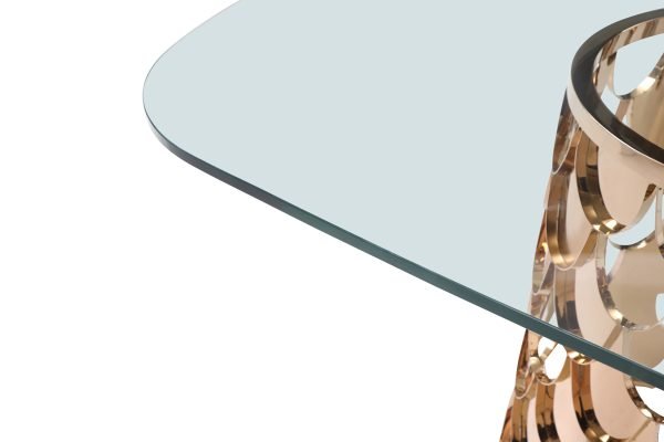 Modrest Javier Modern Glass & Rosegold Dining Table