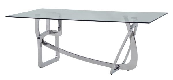 Modrest Adelaide Modern Stainless Steel & Glass Dining Table