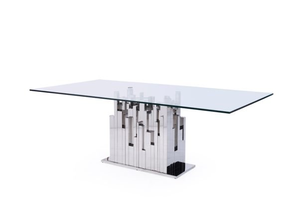 Modrest Edwin Modern Glass & Stainless Steel Dining Table
