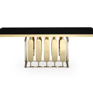 Modrest Griffith Modern Black Glass & Gold Dining Table
