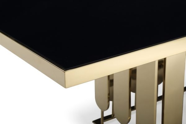 Modrest Griffith Modern Black Glass & Gold Dining Table - Image 2