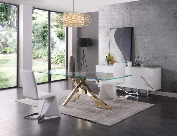 Modrest Legend Modern Glass & Gold Dining Table - Image 3
