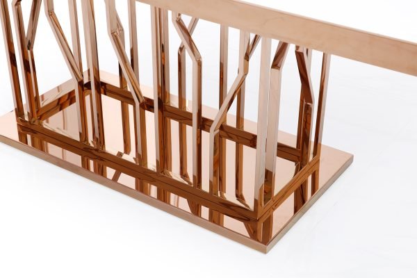 Modrest Marston Modern White Marble & Rosegold Dining Table