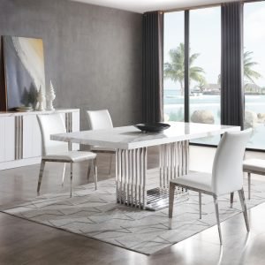 Modrest Kingsley Modern Marble & Stainless Steel Dining Table