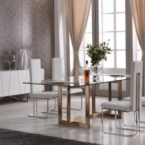 Modrest Keaton Modern Glass & Brass Dining Table