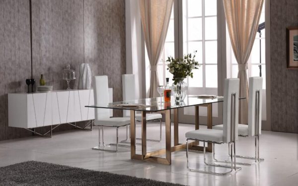 Modrest Keaton Modern Glass & Brass Dining Table