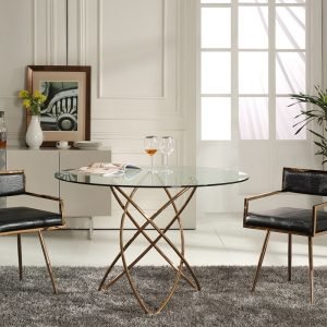 Modrest Rosario Modern Round Rosegold Dining Table